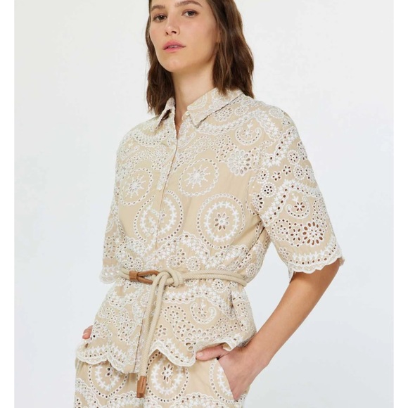 Current Air Tops - NWT Current Air Josephine Romantic Eyelet Button Down Cotton Shirt